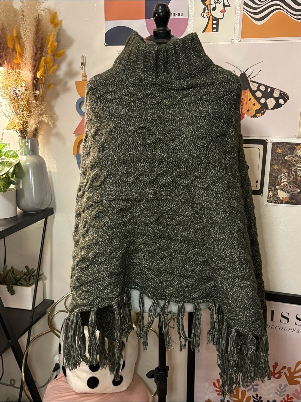 Time and Tru Cable Knit Turtleneck Poncho NWT